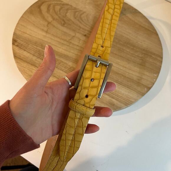 Martin Dingman Yellow Alligator Full Grain Leather USA Made Belt Size Large/XL - Picture 5 of 12